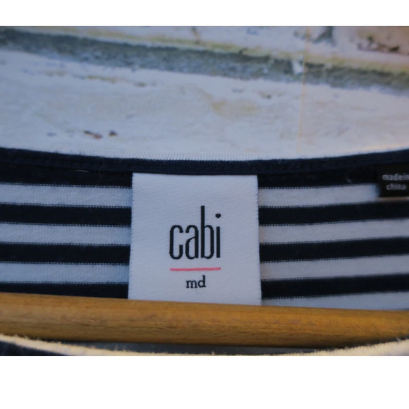 CAbi Boat Striped Asymmetrical Long Sleeve Tee Blouse Style 5064 - Picture 7 of 9